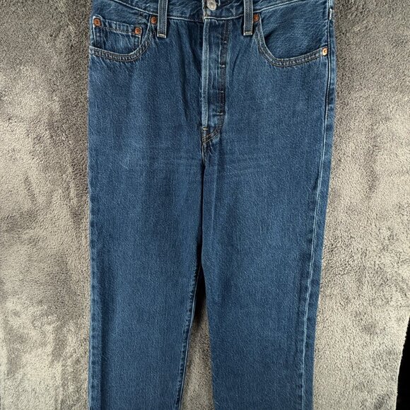 Levi's Premium Ribcage Straight Women 28 Blue Denim Jeans Big E ACTL 29x25 - Picture 1 of 16